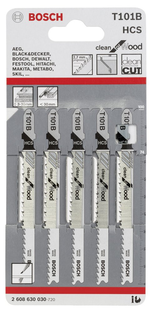 Bosch - Temiz Kesim Serisi Ahşap İçin T 101 B Dekupaj Testeresi Bıçağı - 5'Li Paket - Resim 2