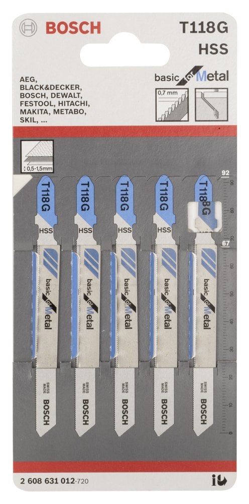 Bosch - Ekonomik Seri Metal İçin T 118 G Dekupaj Testeresi Bıçağı - 5'Li Paket - Resim 2