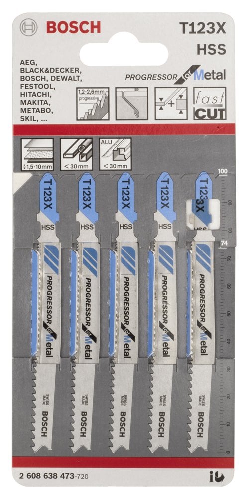 Bosch - Kademeli Artan Dişli Seri Metal İçin T 123 XF Dekupaj Testeresi Bıçağı - 5'Li Paket - Resim 2