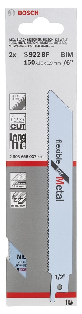 Bosch - Flexible Serisi Metal için Panter Testere Bıçağı S 922 BF - 2'li - Resim 2