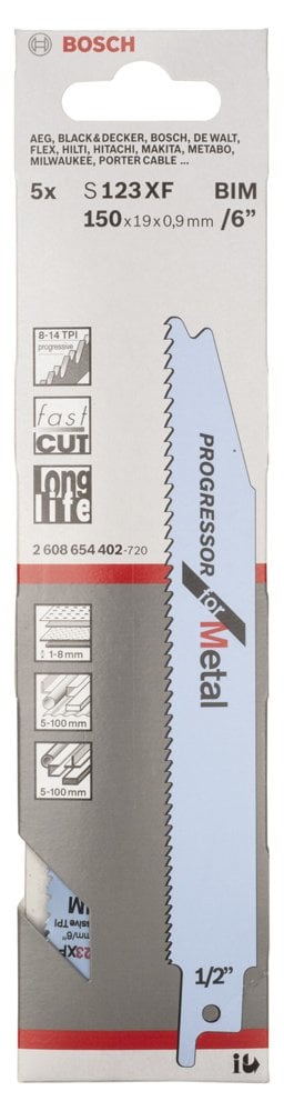 Bosch - Progressor Serisi Metal için Panter Testere Bıçağı S 123 XF - 5'li - Resim 2