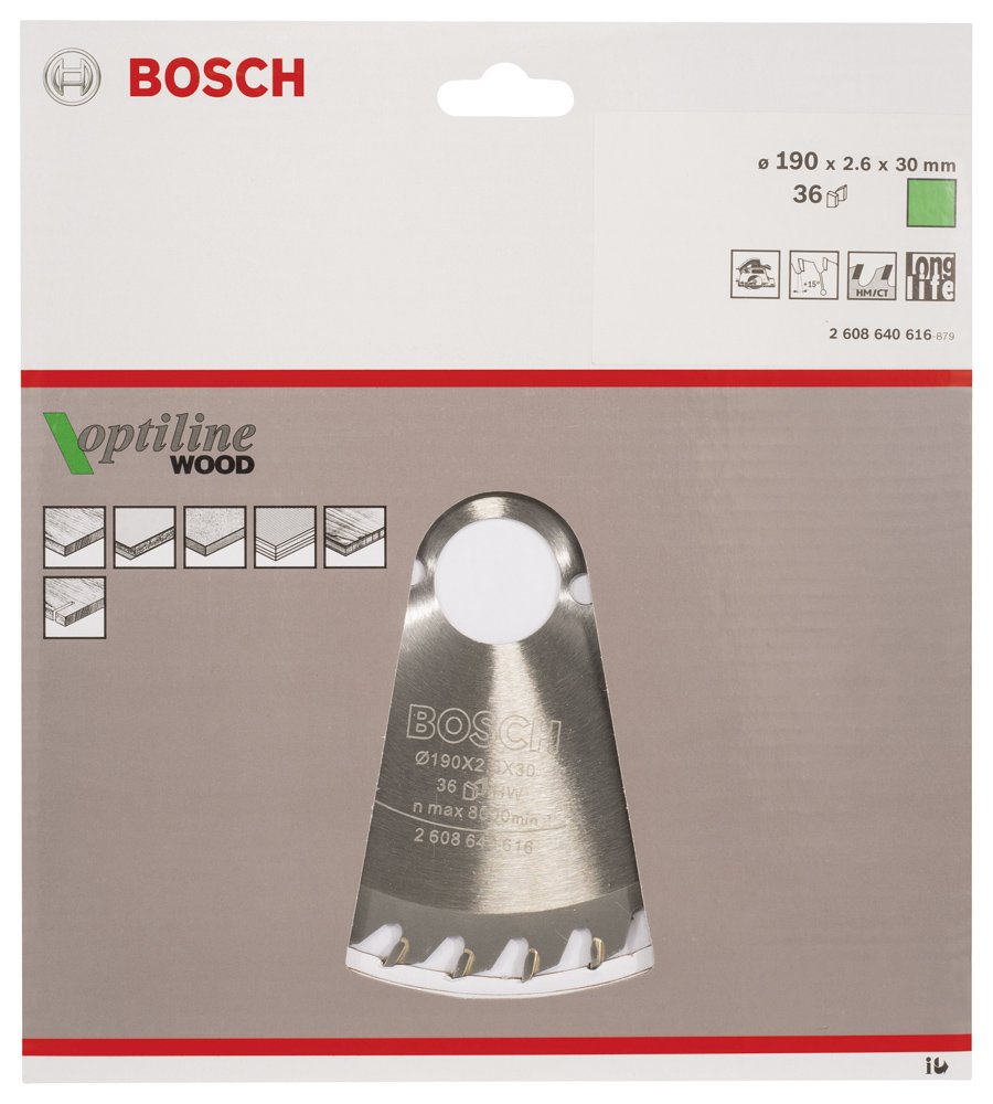 Bosch - Optiline Serisi Ahşap için Daire Testere Bıçağı 190*30 mm 36 Diş - Resim 2