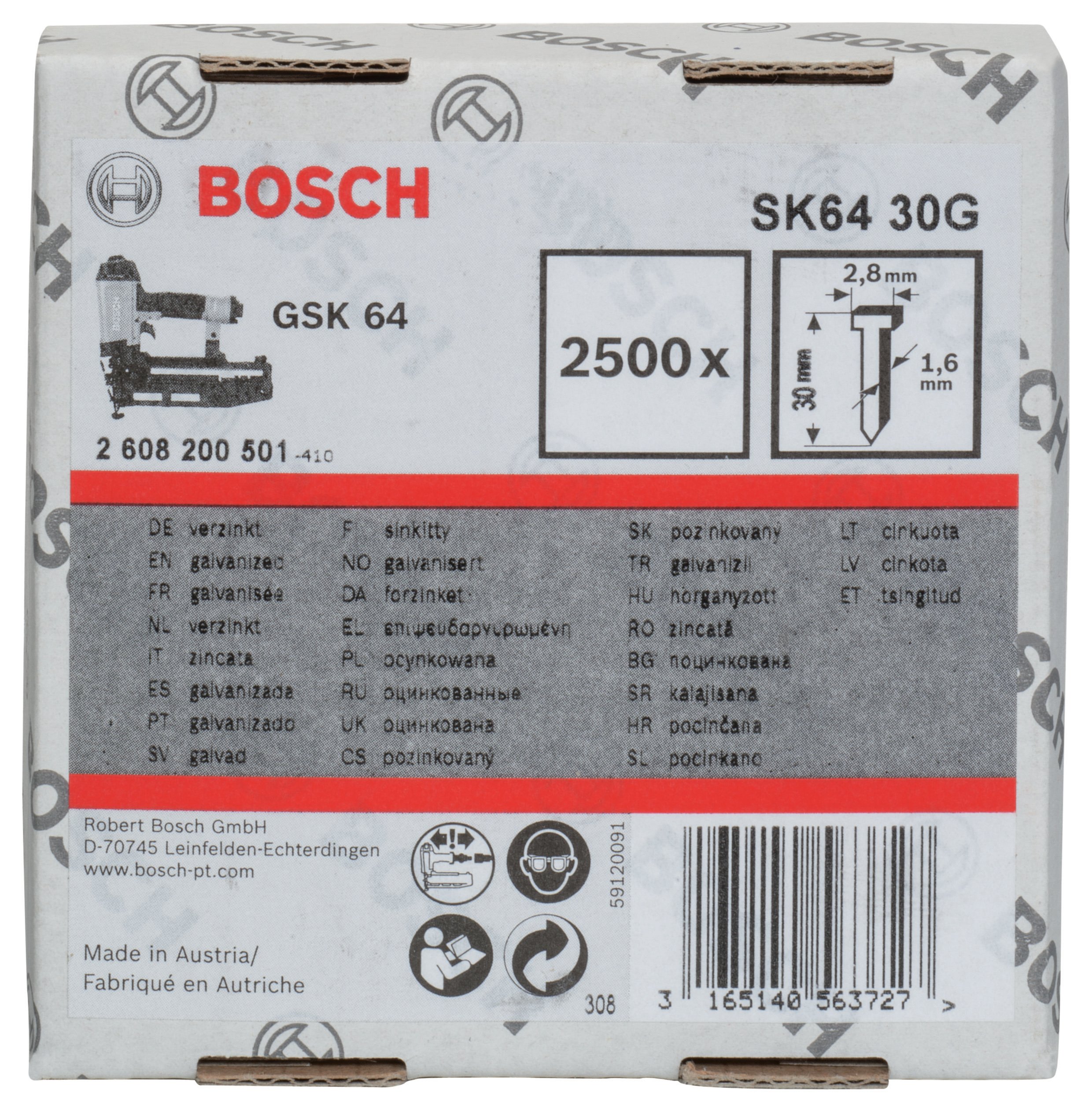 Bosch - GSK 64 Çivisi 30 mm 2500li Galvanizli
