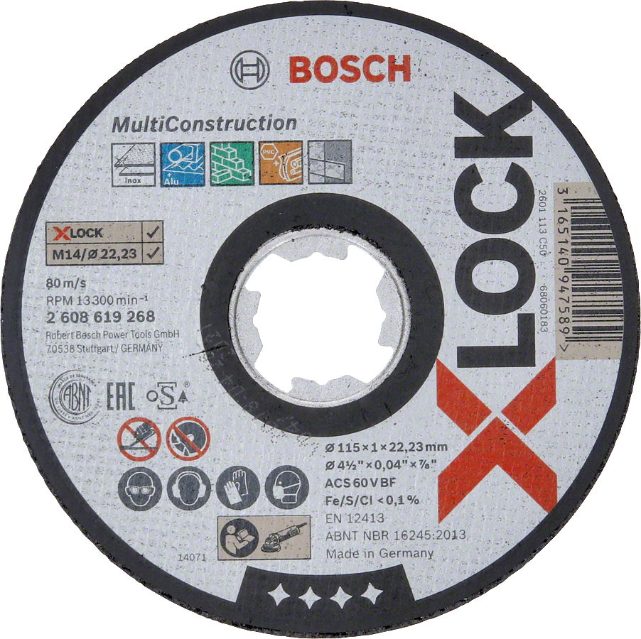 Bosch - X-LOCK - 115*1,0 mm Çoklu Malzemelerde Kullanım İçin Düz Kesme Diski (Taş)