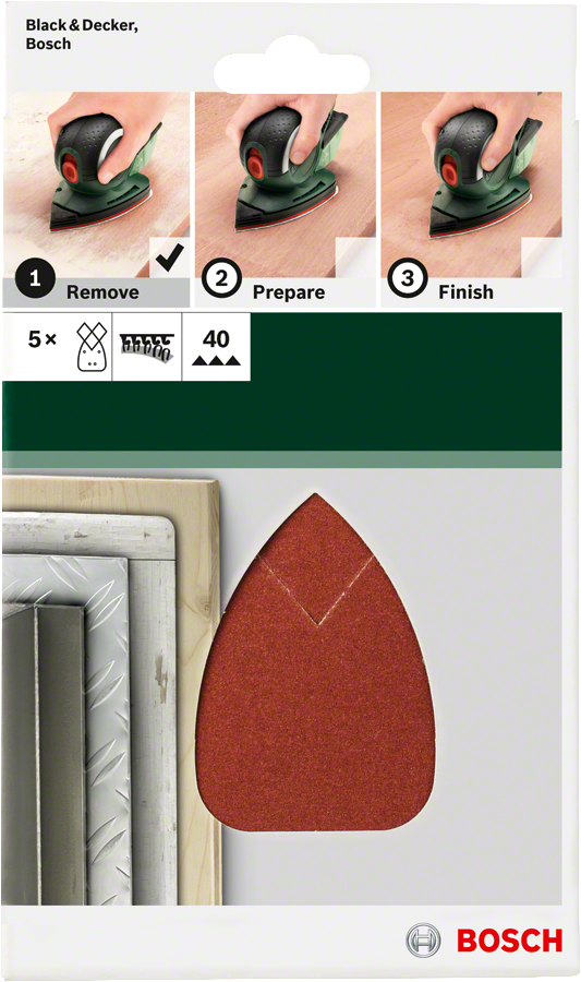 Bosch - Multi Zımpara Kağıdı 5'li, 95 x 135 mm 40 Kum 4 Delik - Resim 2